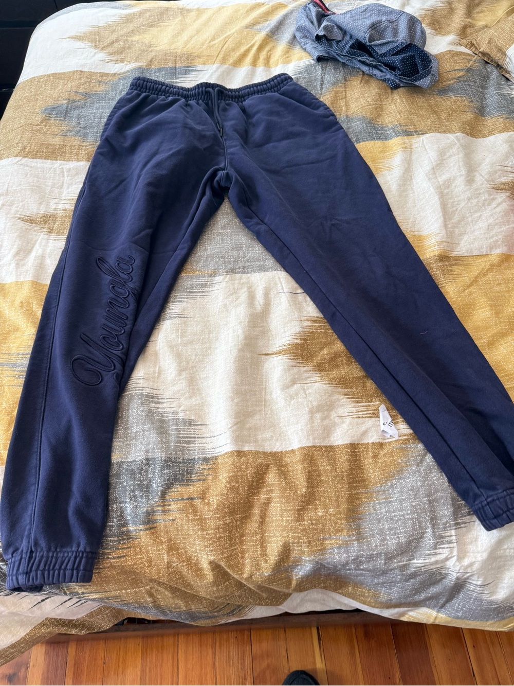 YoungLA Navy Men’s Script Joggers Sweatpants Size L